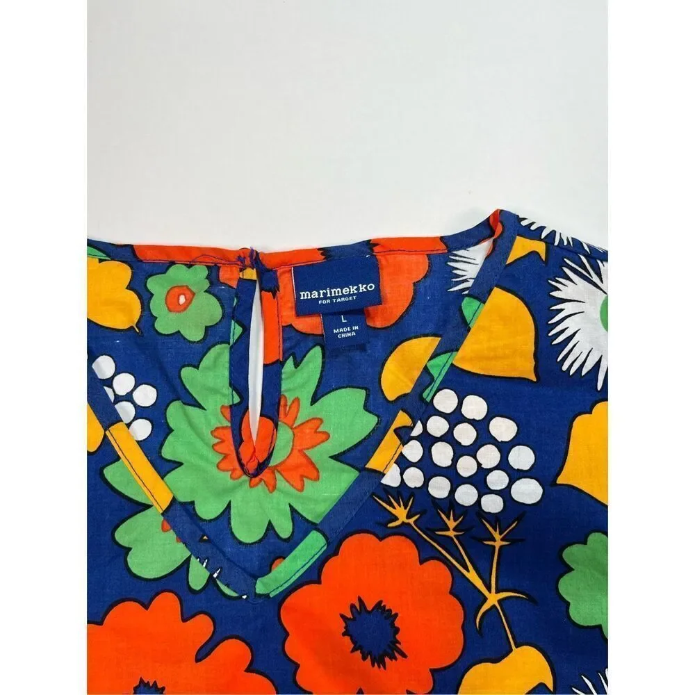 NEW Marimekko x Target Girls Bold Cap Sleeve Hippie Era Floral Dress Size Large - Picture 3 of 9